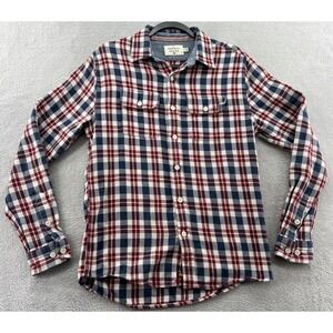 The Normal Brand Shirt Men's Small Plain Flannel Button Up Cotton Red Blue